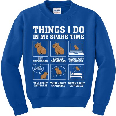 Things I Do In My Spare Time Capybara Funny Rodent Kids Sweatshirt