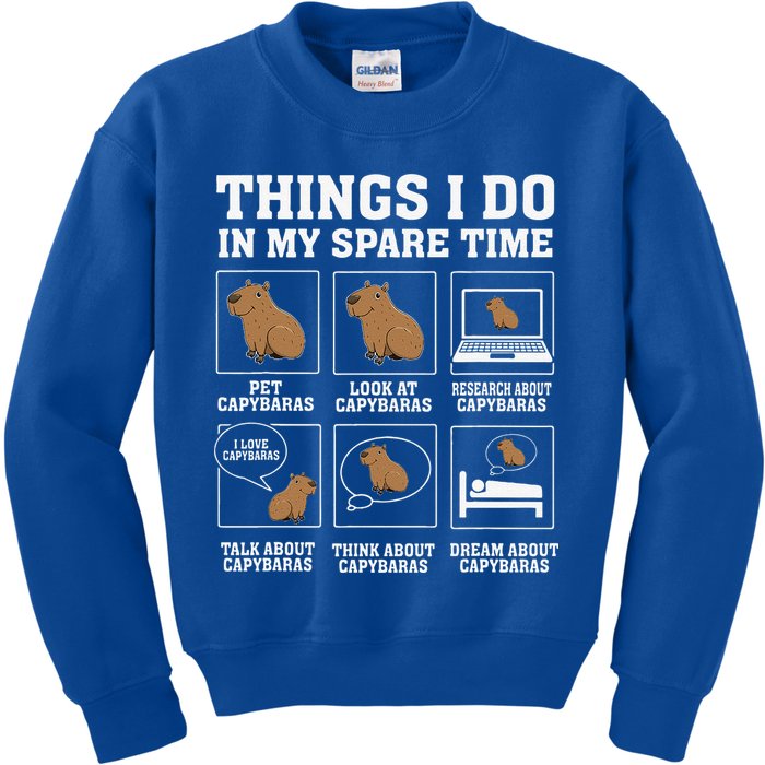 Things I Do In My Spare Time Capybara Funny Rodent Kids Sweatshirt
