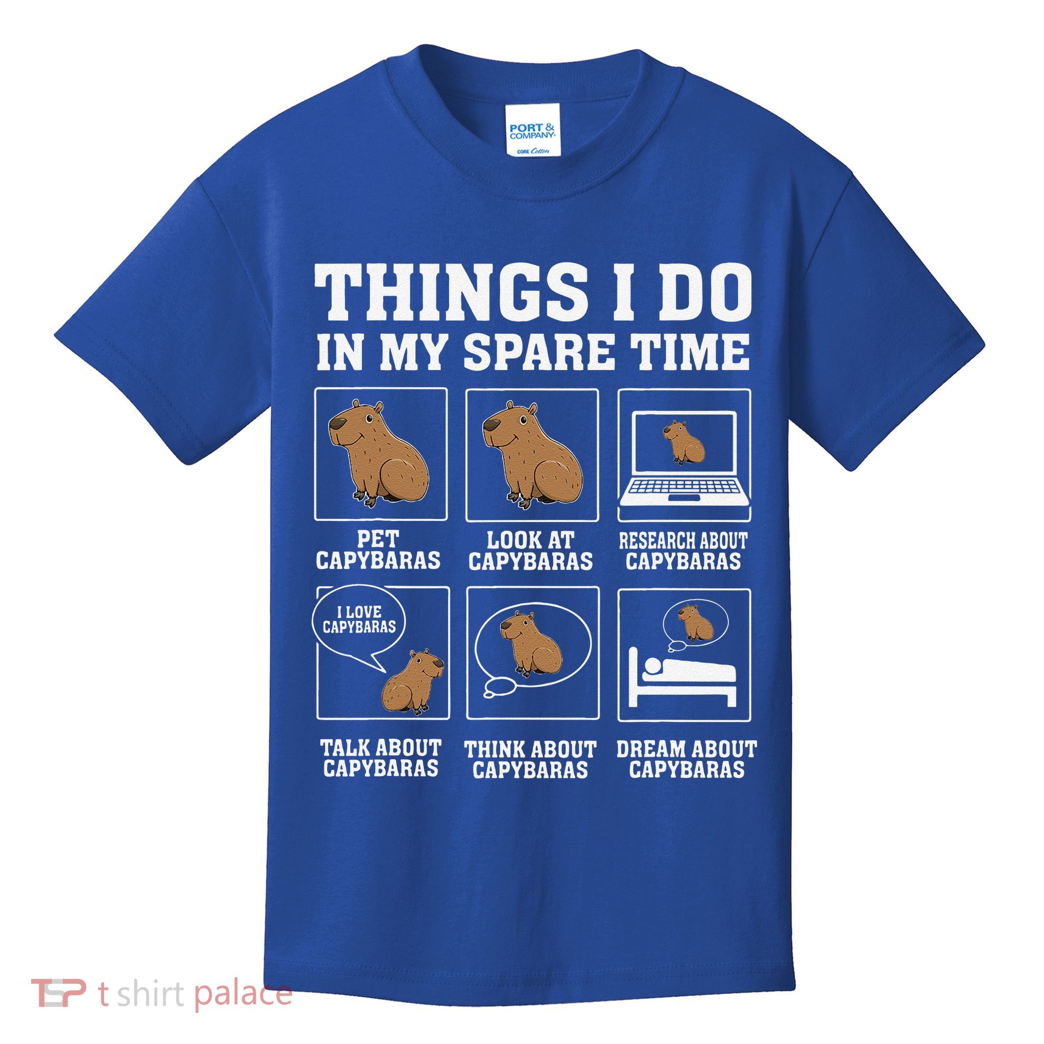 Things I Do In My Spare Time Capybara Funny Rodent Kids T-Shirt