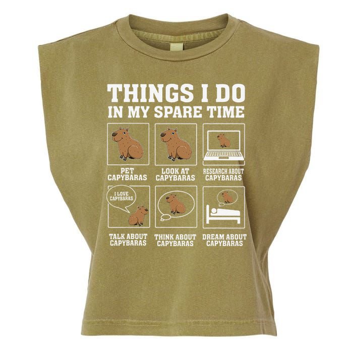 Things I Do In My Spare Time Capybara Funny Rodent Garment-Dyed Women's Muscle Tee