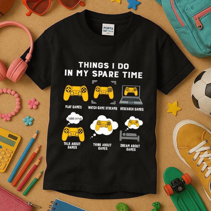 Things I Do In My Spare Time Gaming Game Lover Gift Kids T-Shirt