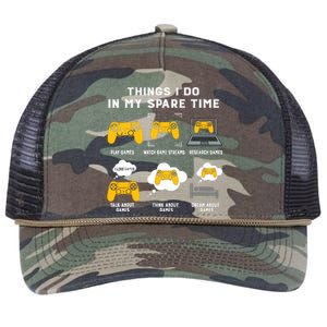 Things I Do In My Spare Time Gaming Game Lover Gift Retro Rope Trucker Hat Cap