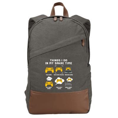 Things I Do In My Spare Time Gaming Game Lover Gift Cotton Canvas Backpack