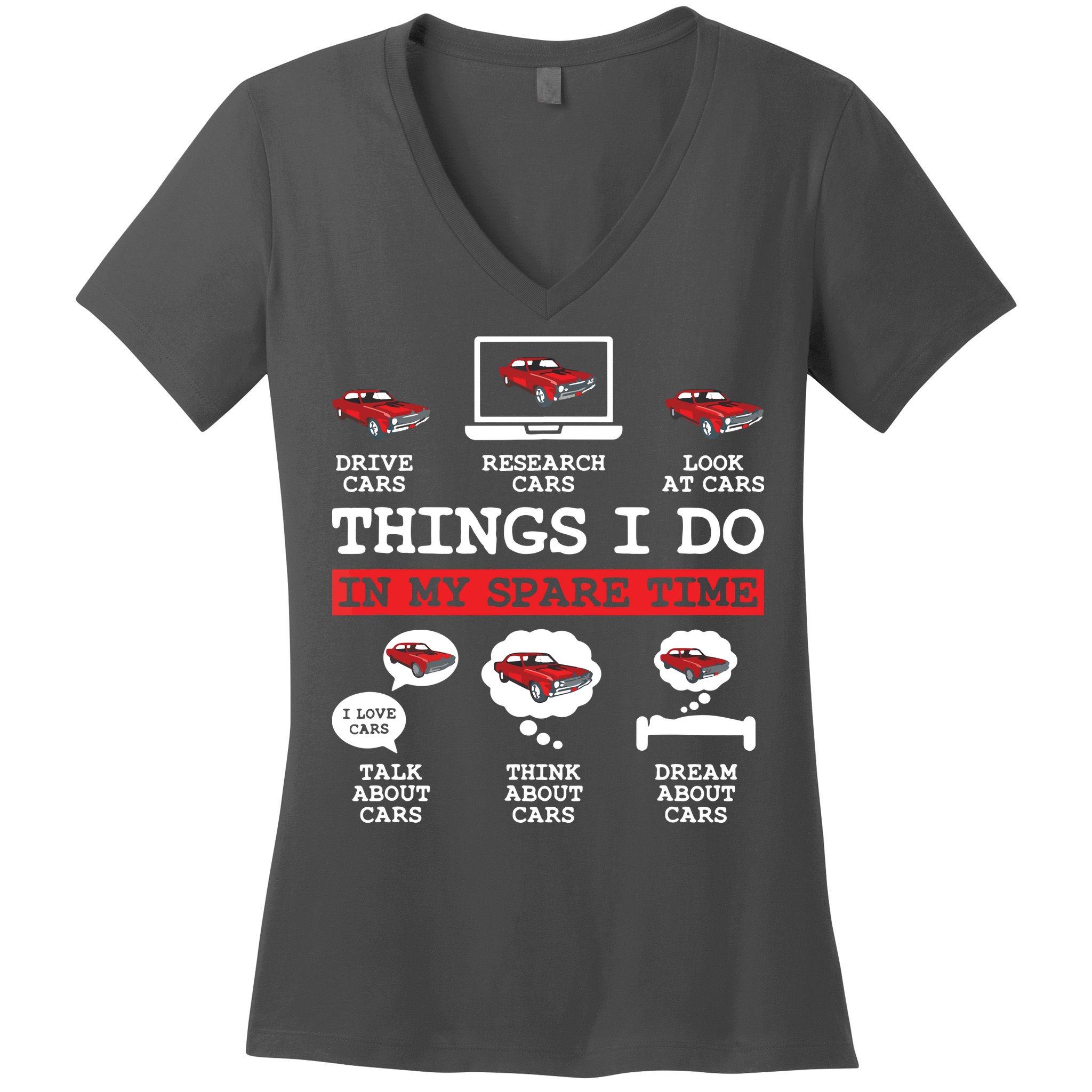 Things I Do In My Spare Time Funny Car Enthusiast Car Lover 8198 Women's V-Neck T-Shirt