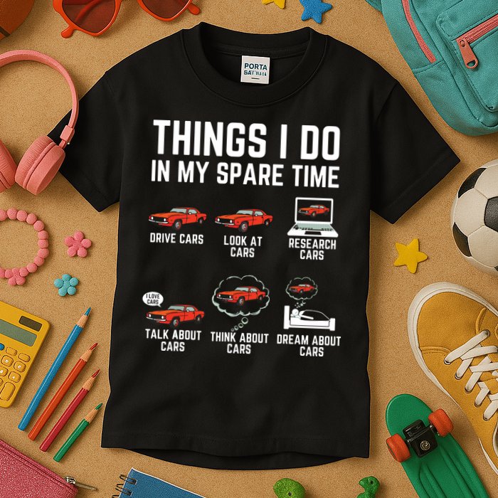 Things I Do In My Spare Time Funny Car Enthusiast Car Lover Kids T-Shirt