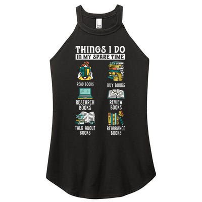 Things I Do In My Spare Time Read Books Funny Books Lover Women's Perfect Tri Rocker Tank
