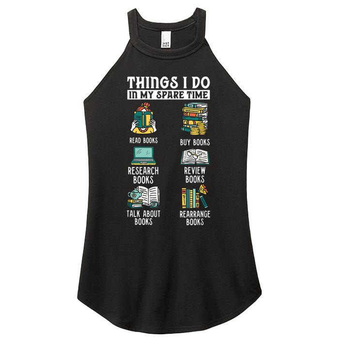 Things I Do In My Spare Time Read Books Funny Books Lover Women's Perfect Tri Rocker Tank