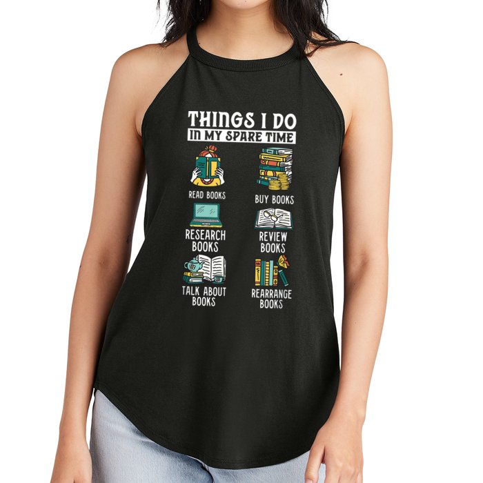 Things I Do In My Spare Time Read Books Funny Books Lover Women's Perfect Tri Rocker Tank