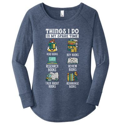 Things I Do In My Spare Time Read Books Funny Books Lover Women's Perfect Tri Tunic Long Sleeve Shirt
