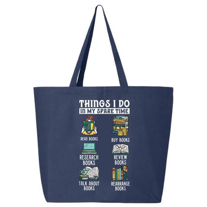 Things I Do In My Spare Time Read Books Funny Books Lover 25L Jumbo Tote