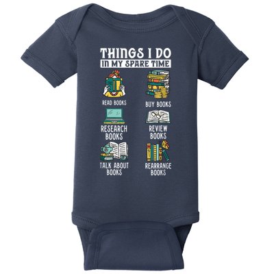 Things I Do In My Spare Time Read Books Funny Books Lover Baby Bodysuit