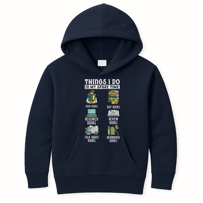 Things I Do In My Spare Time Read Books Funny Books Lover Kids Hoodie