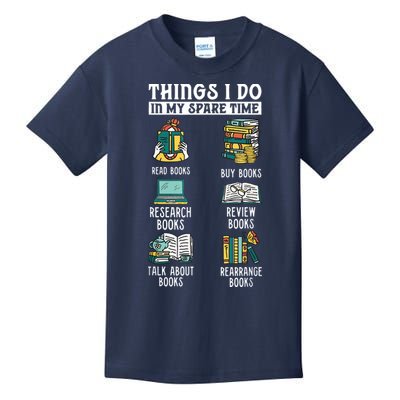Things I Do In My Spare Time Read Books Funny Books Lover Kids T-Shirt