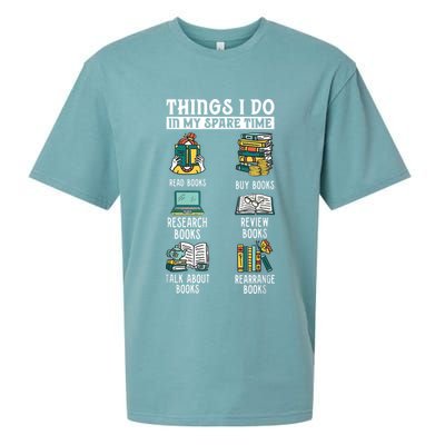 Things I Do In My Spare Time Read Books Funny Books Lover Sueded Cloud Jersey T-Shirt