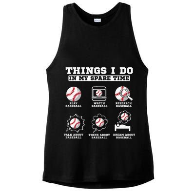 Things I Do In My Spare Time Funny Baseball Lover Costume Ladies PosiCharge Tri-Blend Wicking Tank