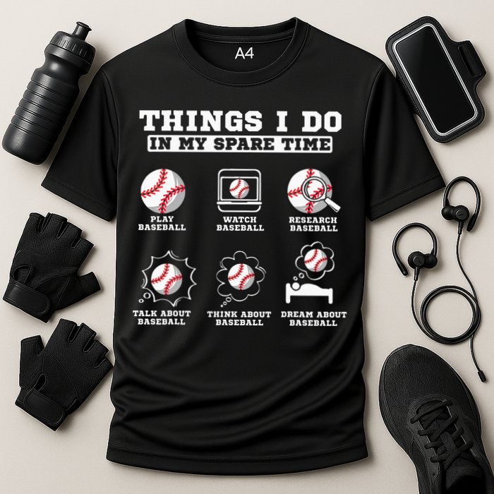 Things I Do In My Spare Time Funny Baseball Lover Costume Cooling Performance Crew T-Shirt