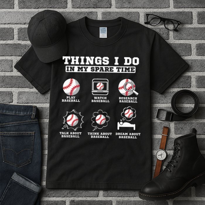 Things I Do In My Spare Time Funny Baseball Lover Costume Tall T-Shirt