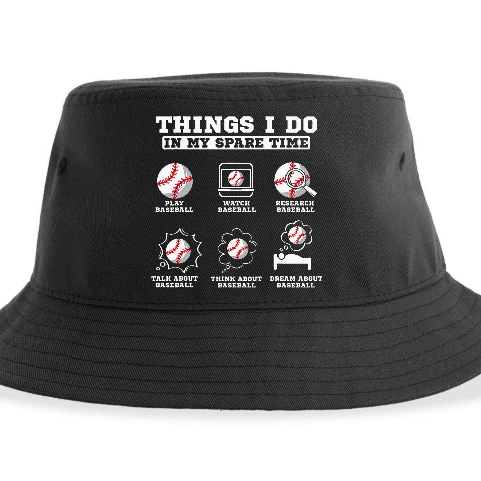 Things I Do In My Spare Time Funny Baseball Lover Costume Sustainable Bucket Hat