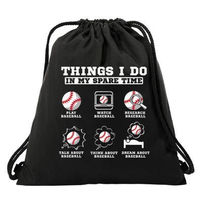Things I Do In My Spare Time Funny Baseball Lover Costume Drawstring Bag
