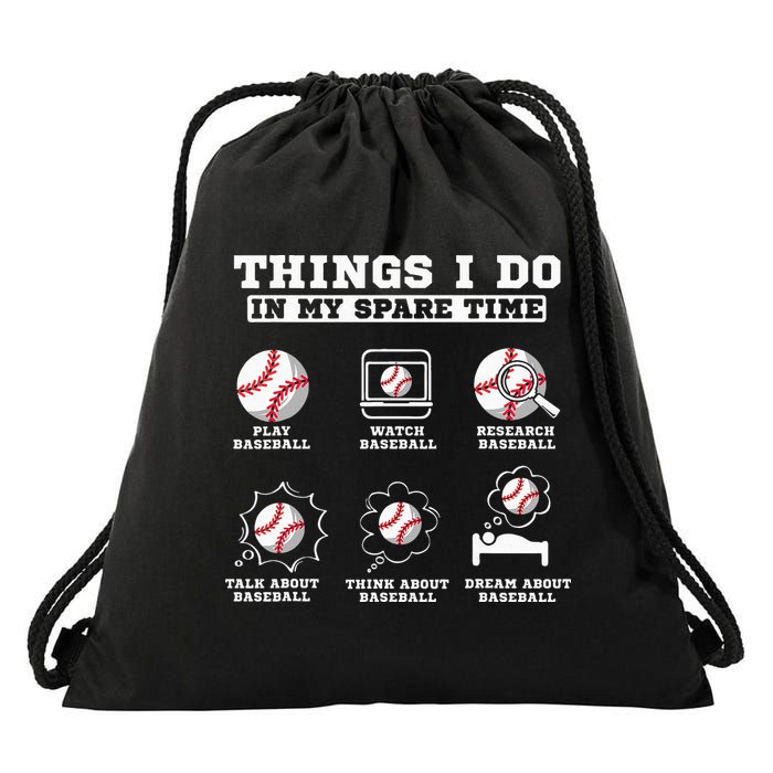 Things I Do In My Spare Time Funny Baseball Lover Costume Drawstring Bag