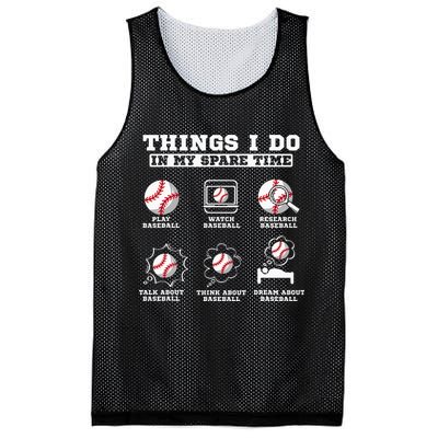 Things I Do In My Spare Time Funny Baseball Lover Costume Mesh Reversible Basketball Jersey Tank