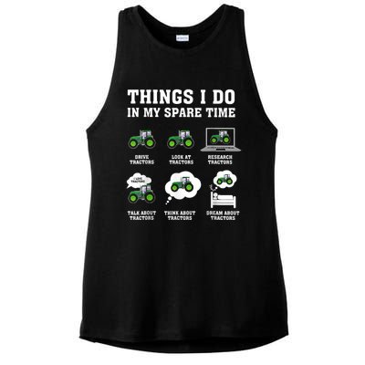 Things I Do In My Spare Time Tractor Green Funny Farmers Ladies PosiCharge Tri-Blend Wicking Tank