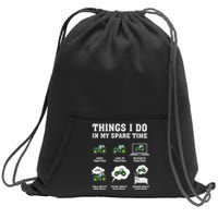 Things I Do In My Spare Time Tractor Green Funny Farmers Sweatshirt Cinch Pack Bag