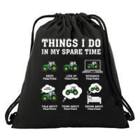 Things I Do In My Spare Time Tractor Green Funny Farmers Drawstring Bag