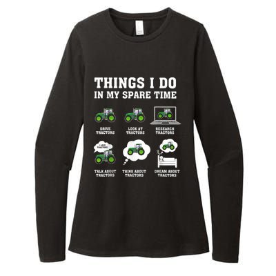 Things I Do In My Spare Time Tractor Green Funny Farmers Womens CVC Long Sleeve Shirt