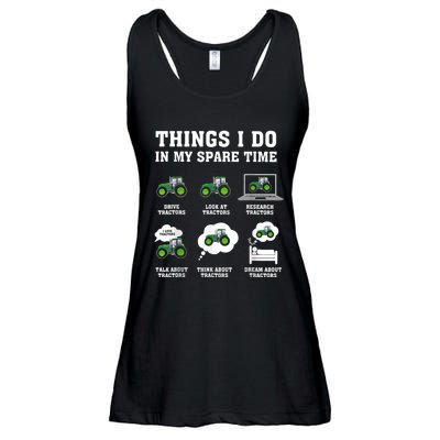 Things I Do In My Spare Time Tractor Green Funny Farmers Ladies Essential Flowy Tank