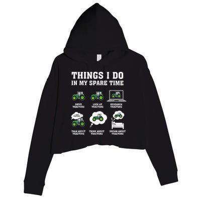 Things I Do In My Spare Time Tractor Green Funny Farmers Crop Fleece Hoodie