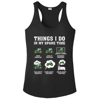 Things I Do In My Spare Time Tractor Green Funny Farmers Ladies PosiCharge Competitor Racerback Tank