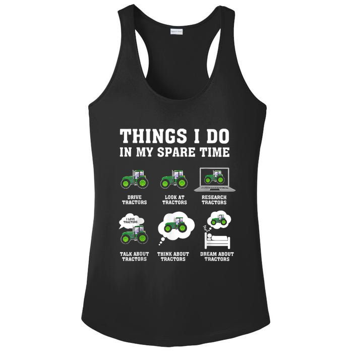 Things I Do In My Spare Time Tractor Green Funny Farmers Ladies PosiCharge Competitor Racerback Tank