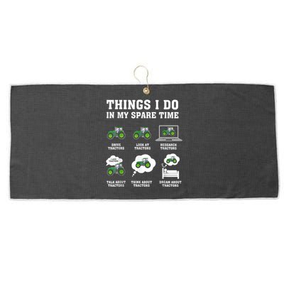 Things I Do In My Spare Time Tractor Green Funny Farmers Large Microfiber Waffle Golf Towel