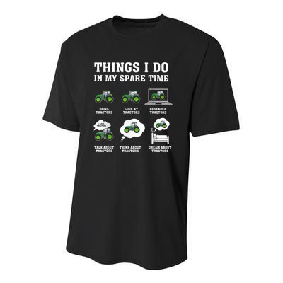 Things I Do In My Spare Time Tractor Green Funny Farmers Youth Performance Sprint T-Shirt