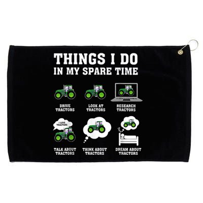 Things I Do In My Spare Time Tractor Green Funny Farmers Grommeted Golf Towel