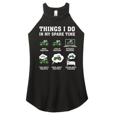 Things I Do In My Spare Time Tractor Green Funny Farmers Women's Perfect Tri Rocker Tank