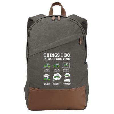 Things I Do In My Spare Time Tractor Green Funny Farmers Cotton Canvas Backpack