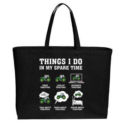 Things I Do In My Spare Time Tractor Green Funny Farmers Cotton Canvas Jumbo Tote