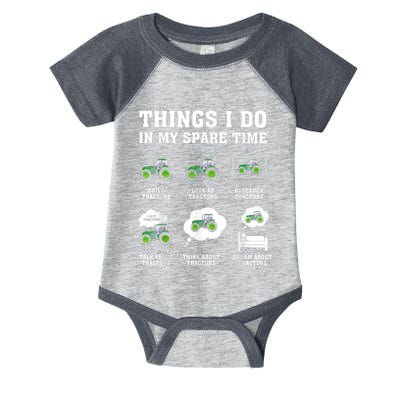 Things I Do In My Spare Time Tractor Green Funny Farmers Infant Baby Jersey Bodysuit