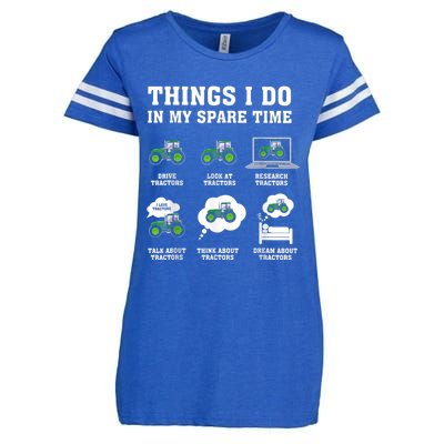 Things I Do In My Spare Time Tractor Green Funny Farmers Enza Ladies Jersey Football T-Shirt