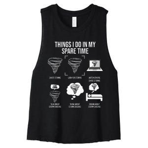 Things I Do In My Spare Time Tornado Storm Chaser Women's Racerback Cropped Tank