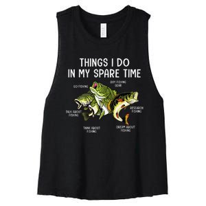 Things I Do In My Spare Time Go Fishing Buy Fishing Lovers Women's Racerback Cropped Tank