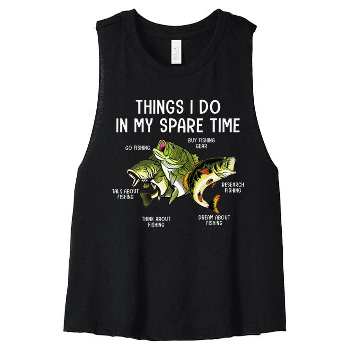 Things I Do In My Spare Time Go Fishing Buy Fishing Lovers Women's Racerback Cropped Tank