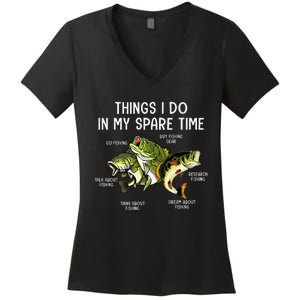 Things I Do In My Spare Time Go Fishing Buy Fishing Lovers Women's V-Neck T-Shirt