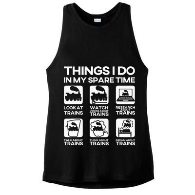 Things I Do In My Spare Time Funny Train Steam Locomotive Ladies PosiCharge Tri-Blend Wicking Tank