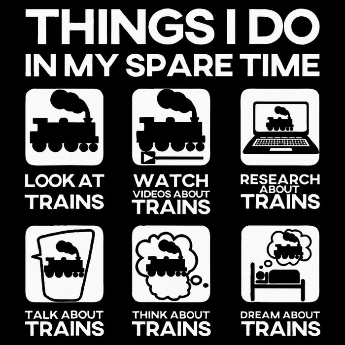 Things I Do In My Spare Time Funny Train Steam Locomotive Cooling Performance Crew T-Shirt