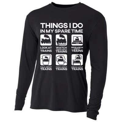 Things I Do In My Spare Time Funny Train Steam Locomotive Cooling Performance Long Sleeve Crew