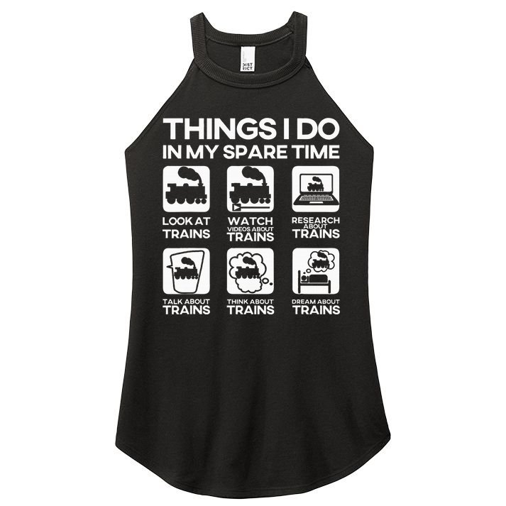 Things I Do In My Spare Time Funny Train Steam Locomotive Women's Perfect Tri Rocker Tank