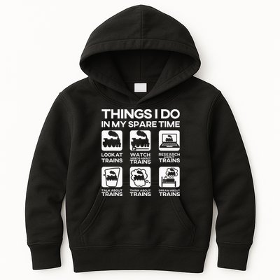 Things I Do In My Spare Time Funny Train Steam Locomotive Kids Hoodie